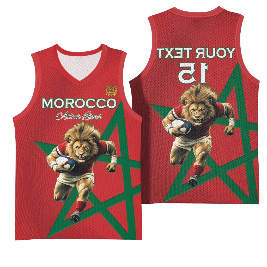 Morocco Rugby Custom Basketball Jersey Come On Atlas Lions - African Pride
