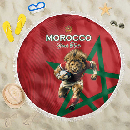 Morocco Rugby Custom Beach Blanket Come On Atlas Lions