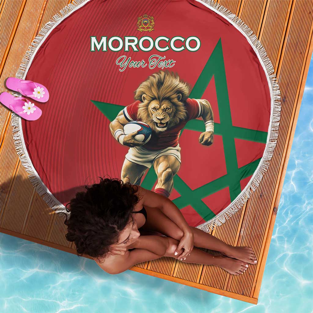 Morocco Rugby Custom Beach Blanket Come On Atlas Lions