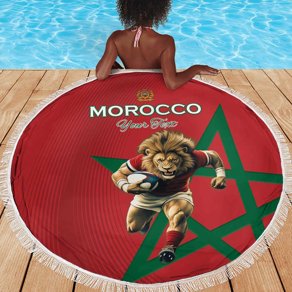 Morocco Rugby Custom Beach Blanket Come On Atlas Lions