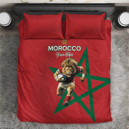 Morocco Rugby Custom Bedding Set Come On Atlas Lions