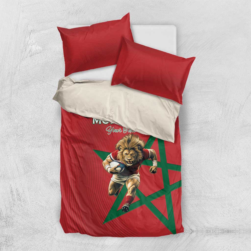 Morocco Rugby Custom Bedding Set Come On Atlas Lions