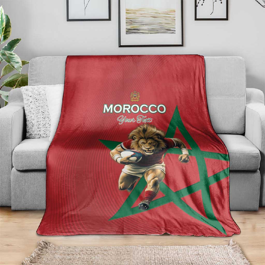 Morocco Rugby Custom Blanket Come On Atlas Lions