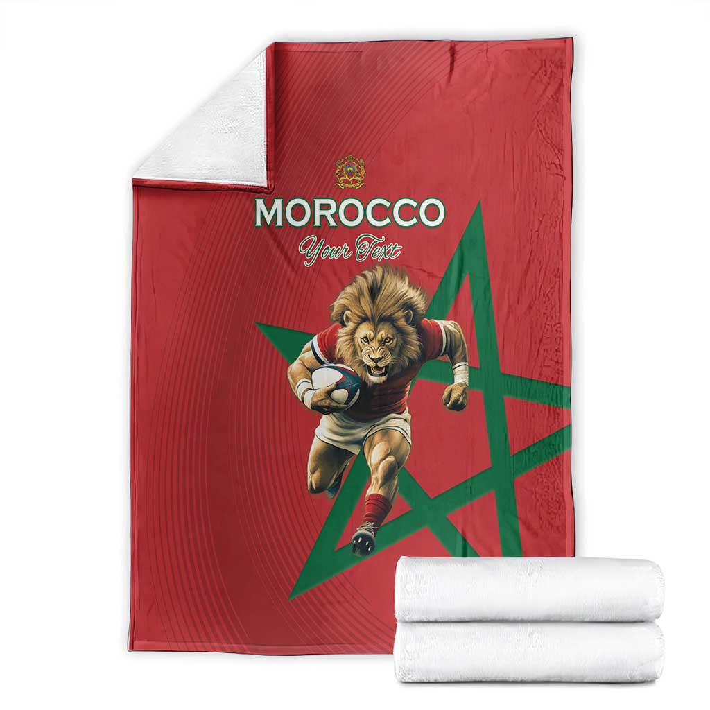 Morocco Rugby Custom Blanket Come On Atlas Lions