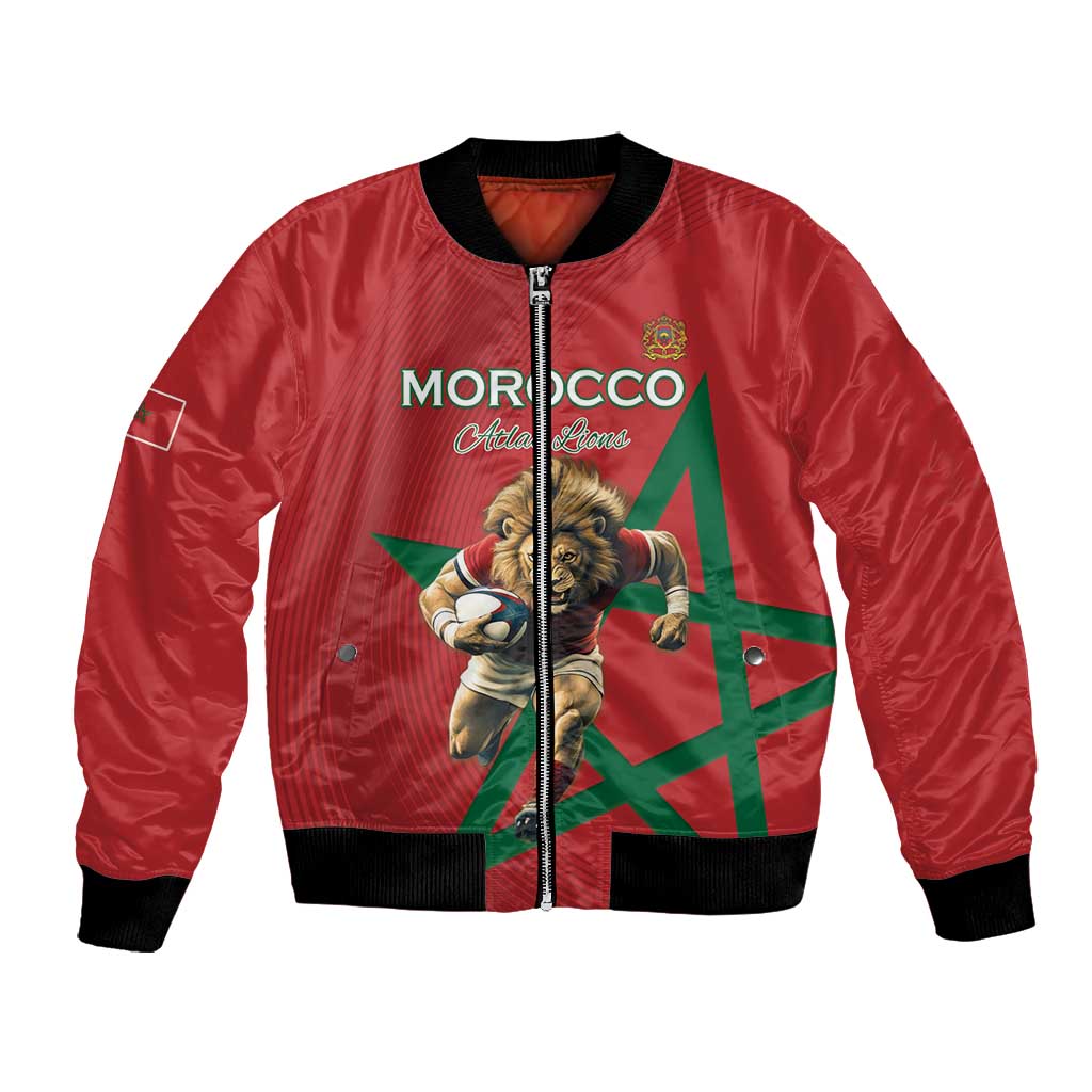 Morocco Rugby Custom Bomber Jacket Come On Atlas Lions