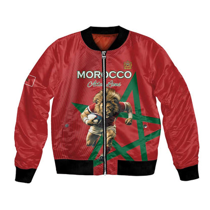 Morocco Rugby Custom Bomber Jacket Come On Atlas Lions