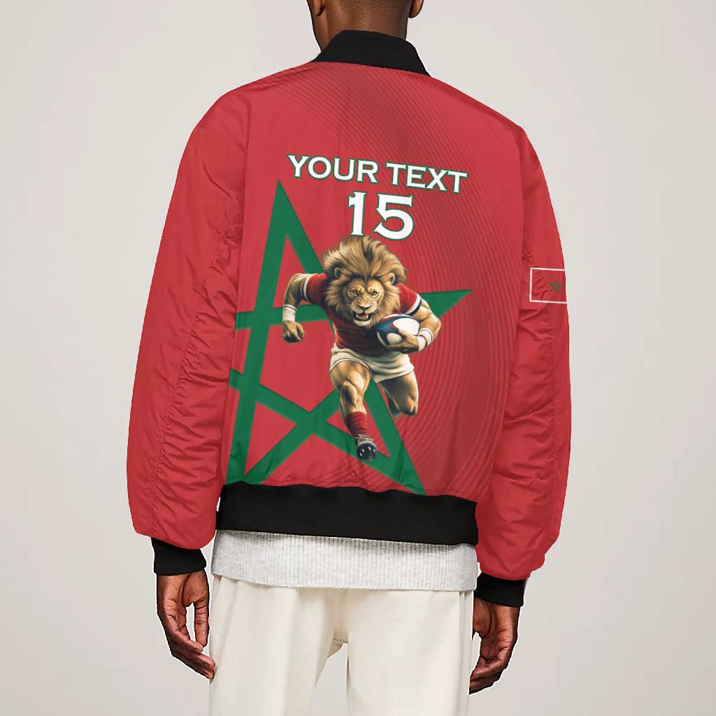 Morocco Rugby Custom Bomber Jacket Come On Atlas Lions