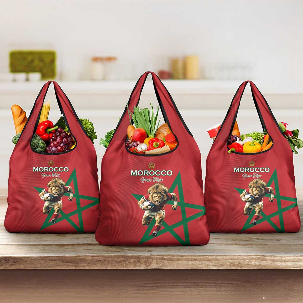 Morocco Rugby Custom Grocery Bag Come On Atlas Lions