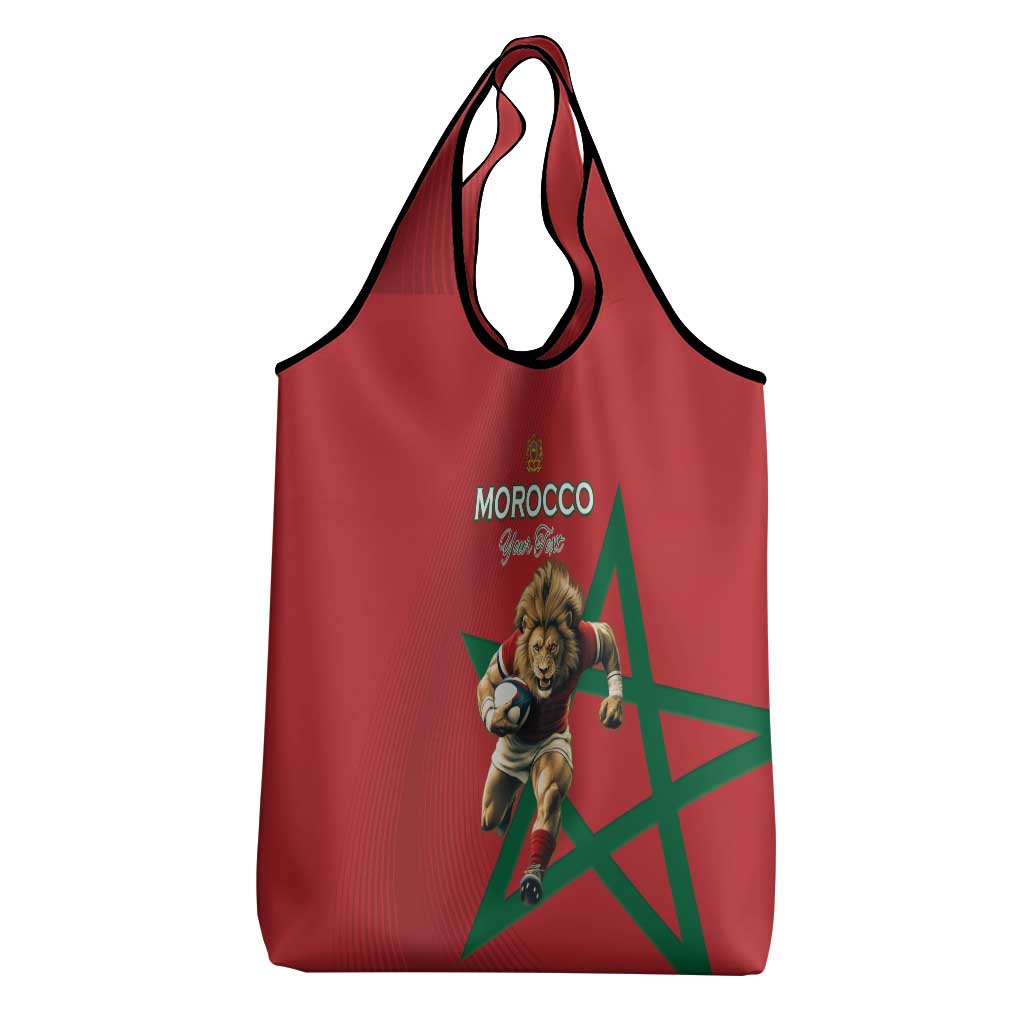 Morocco Rugby Custom Grocery Bag Come On Atlas Lions