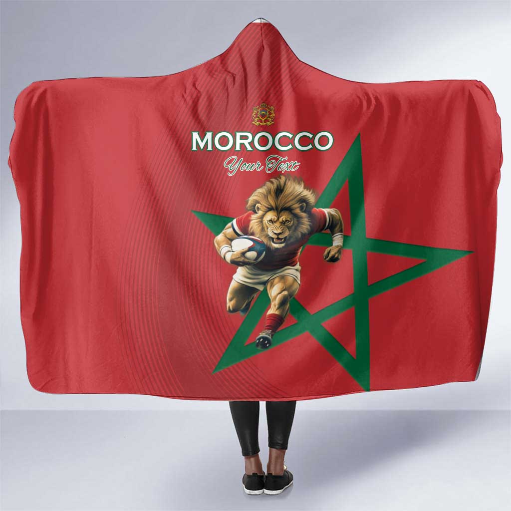 Morocco Rugby Custom Hooded Blanket Come On Atlas Lions