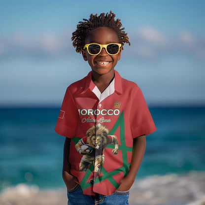 Morocco Rugby Custom Kid Hawaiian Shirt Come On Atlas Lions