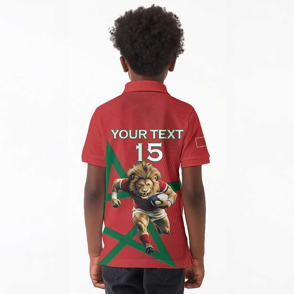 Morocco Rugby Custom Kid Polo Shirt Come On Atlas Lions
