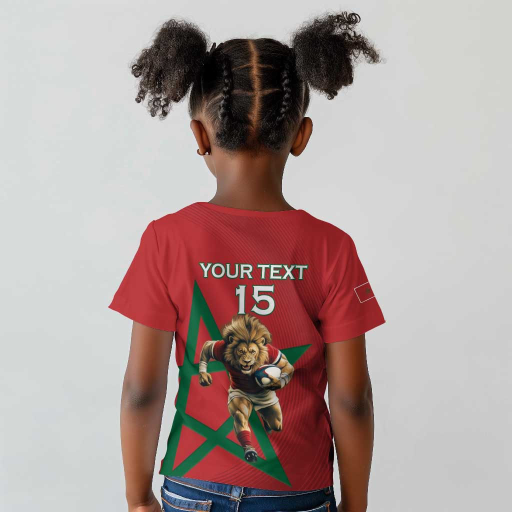 Morocco Rugby Custom Kid T shirt Come On Atlas Lions