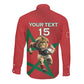 Morocco Rugby Custom Long Sleeve Button Shirt Come On Atlas Lions