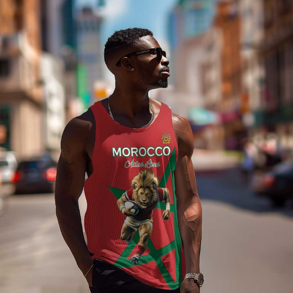 Morocco Rugby Custom Men Tank Top Come On Atlas Lions