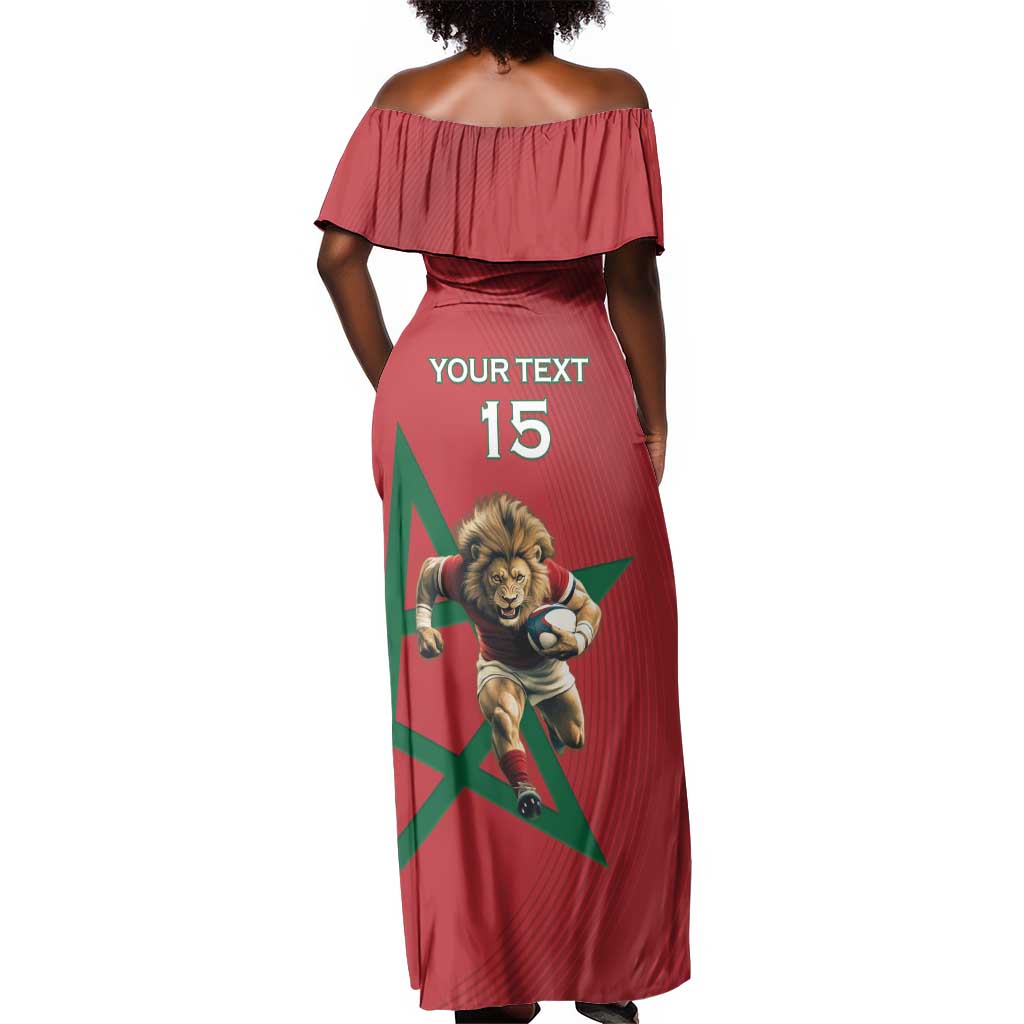 Morocco Rugby Custom Off Shoulder Maxi Dress Come On Atlas Lions