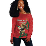 Morocco Rugby Custom Off Shoulder Sweater Come On Atlas Lions