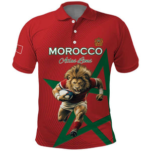 Morocco Rugby Custom Polo Shirt Come On Atlas Lions