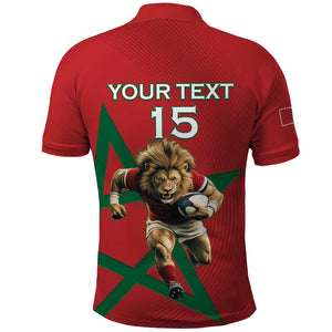 Morocco Rugby Custom Polo Shirt Come On Atlas Lions