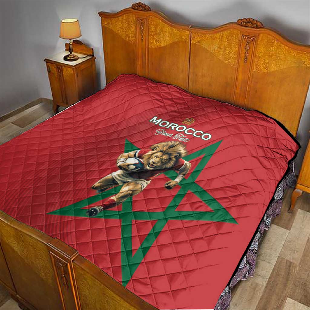 Morocco Rugby Custom Quilt Come On Atlas Lions