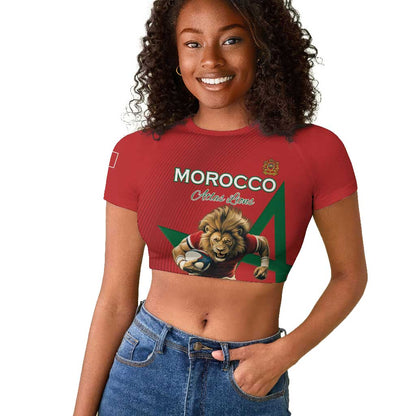 Morocco Rugby Custom Raglan Cropped T shirt Come On Atlas Lions