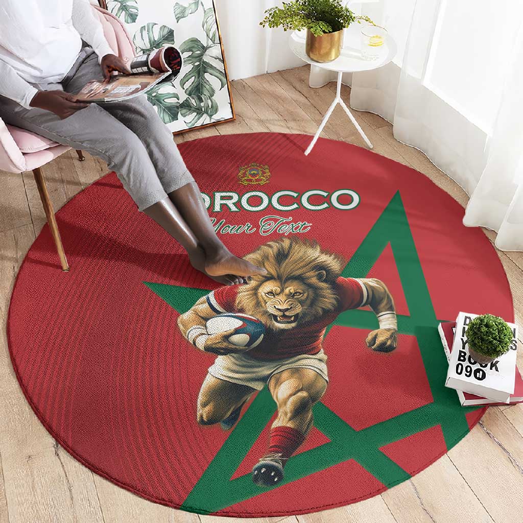 Morocco Rugby Custom Round Carpet Come On Atlas Lions