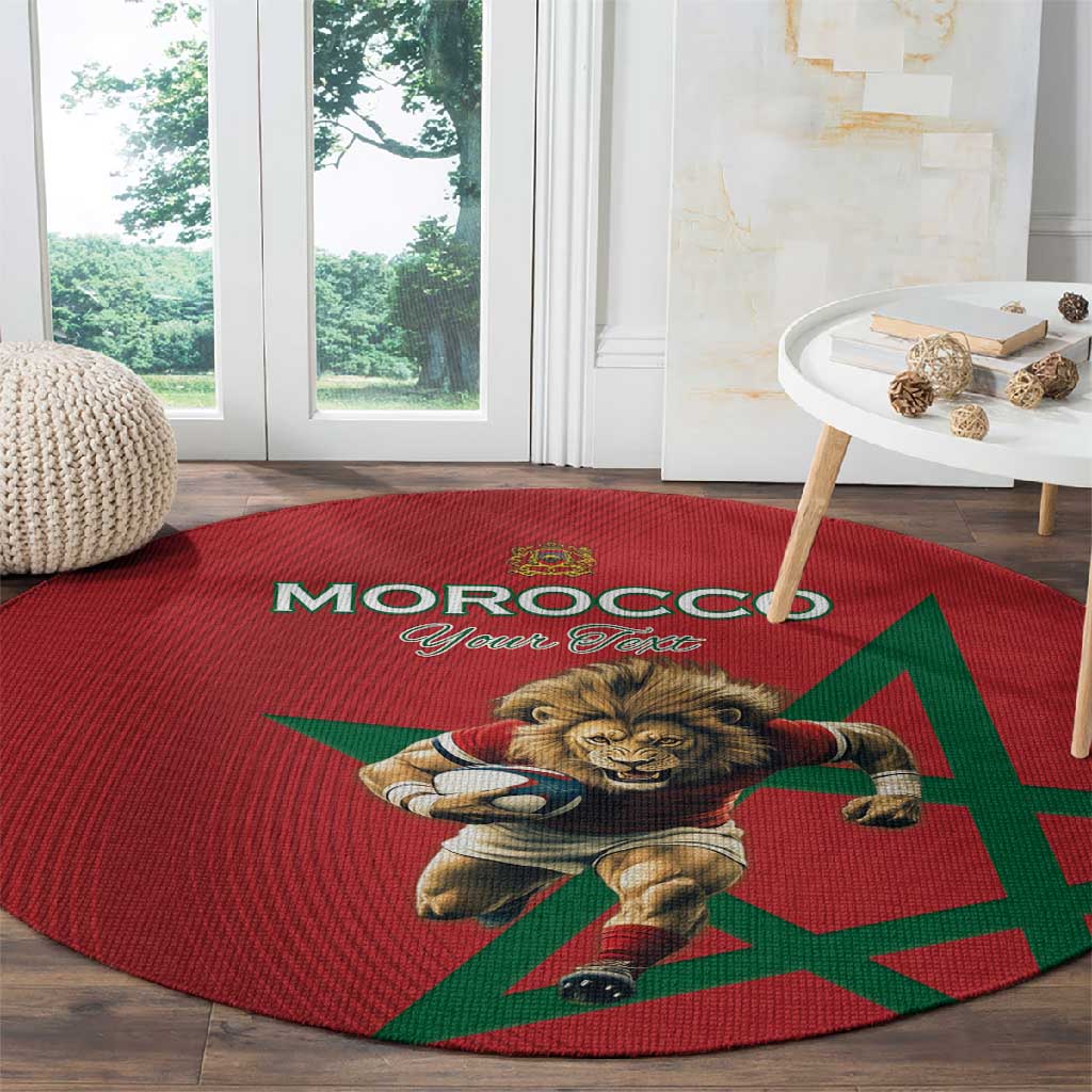 Morocco Rugby Custom Round Carpet Come On Atlas Lions