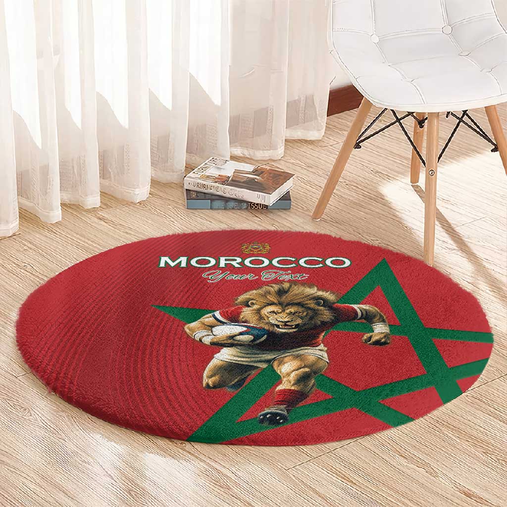Morocco Rugby Custom Round Carpet Come On Atlas Lions
