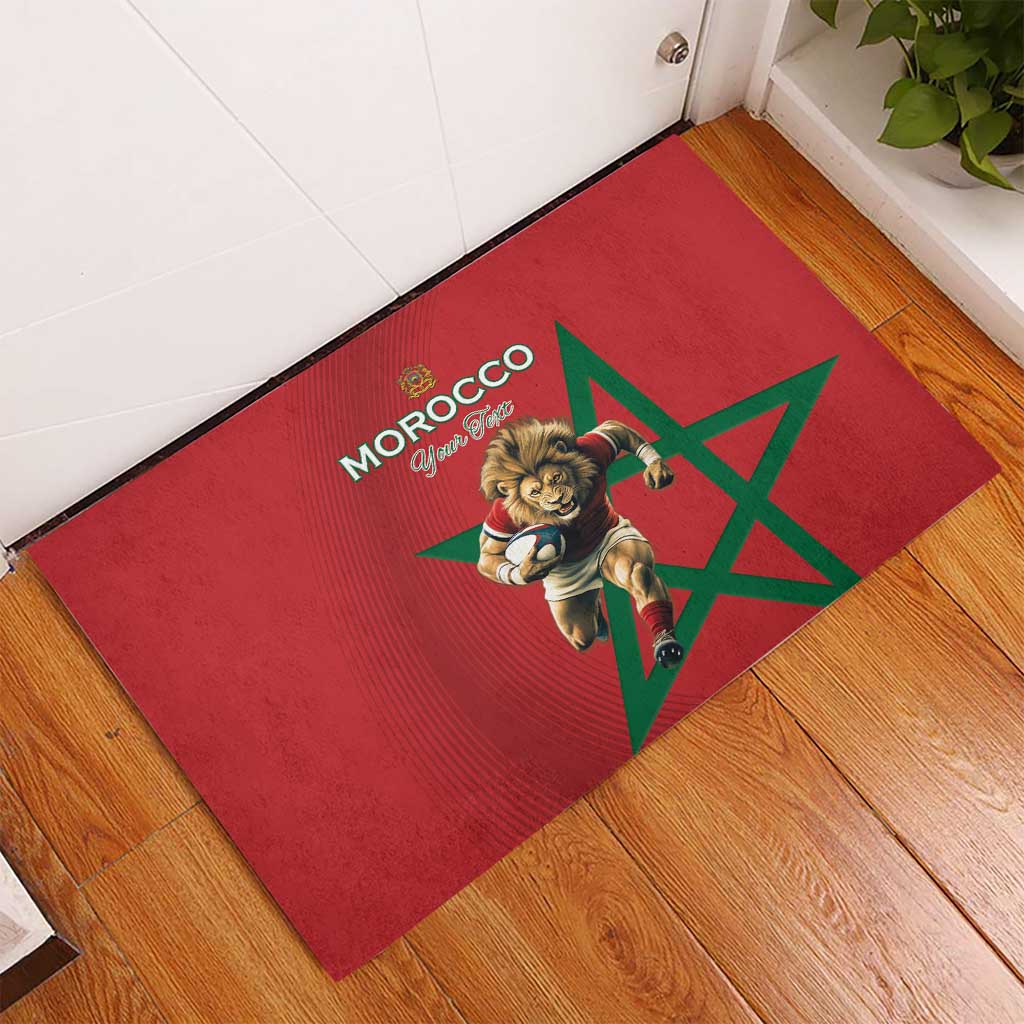 Morocco Rugby Custom Rubber Doormat Come On Atlas Lions