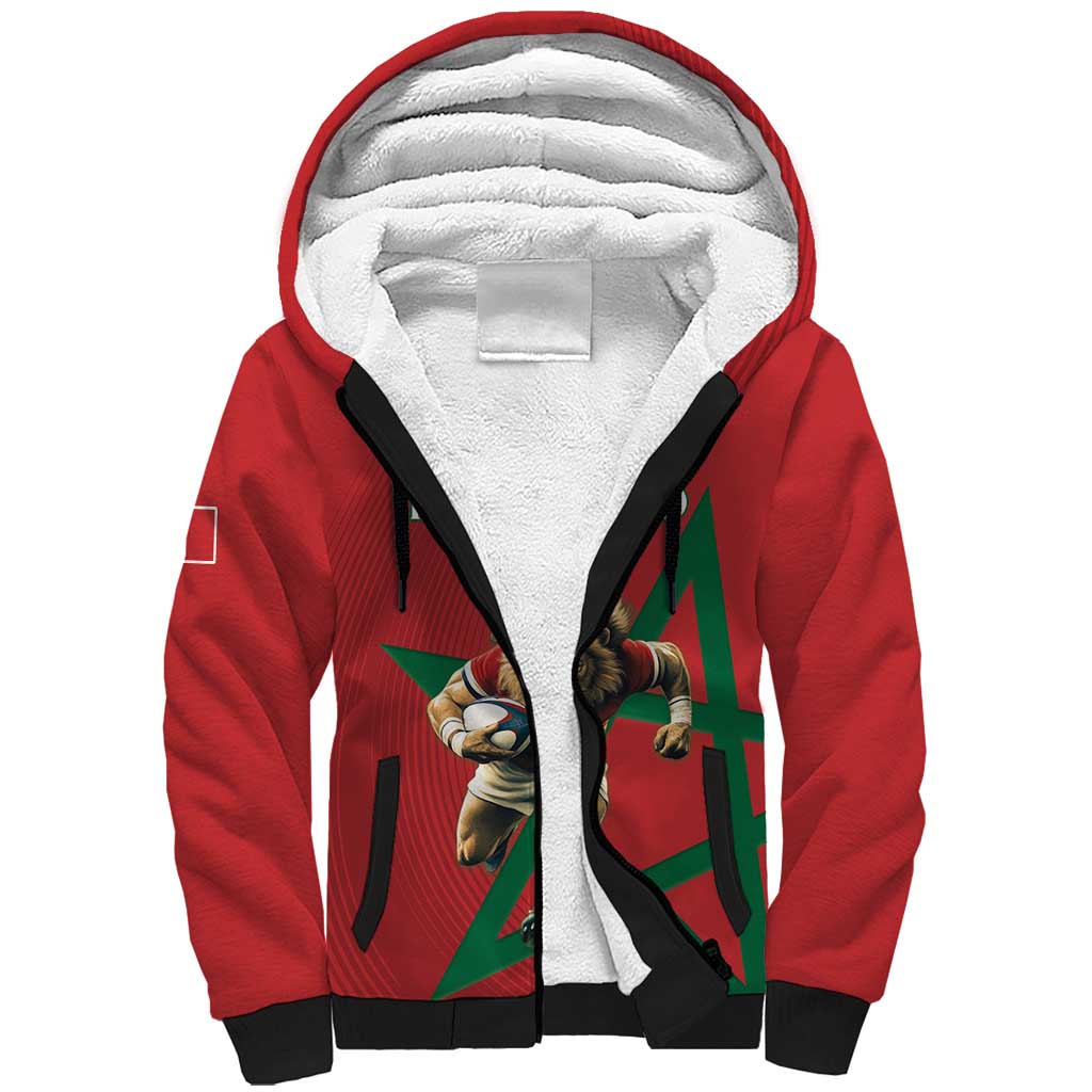 Morocco Rugby Custom Sherpa Hoodie Come On Atlas Lions