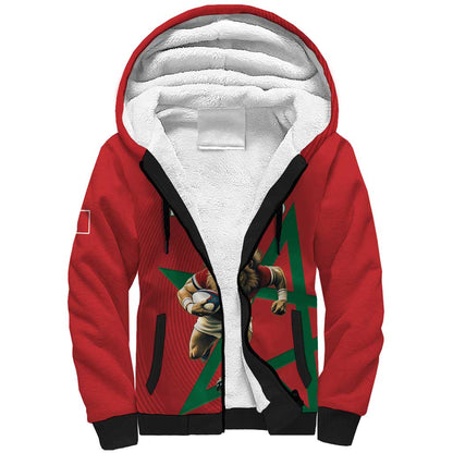 Morocco Rugby Custom Sherpa Hoodie Come On Atlas Lions