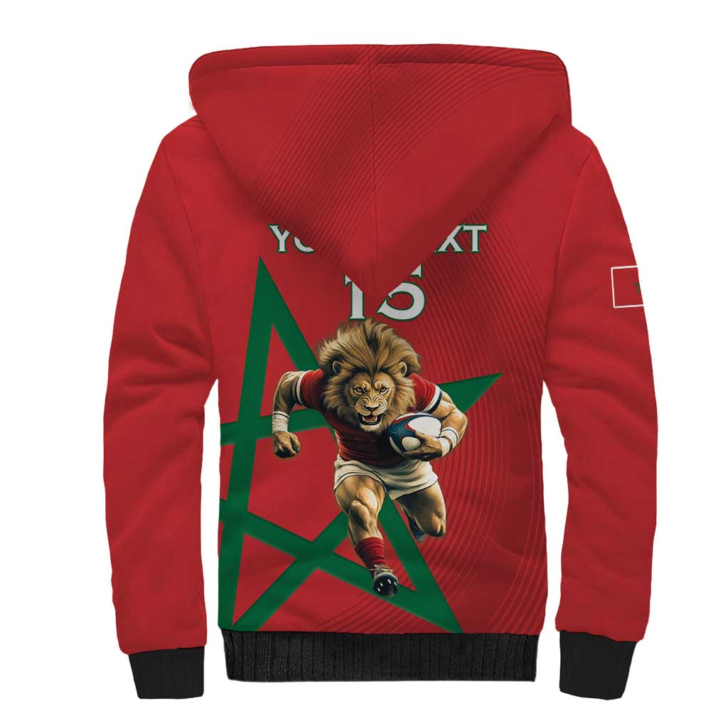 Morocco Rugby Custom Sherpa Hoodie Come On Atlas Lions