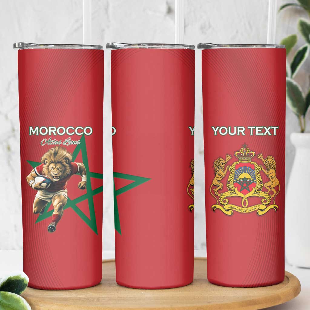 Morocco Rugby Custom Skinny Tumbler Come On Atlas Lions