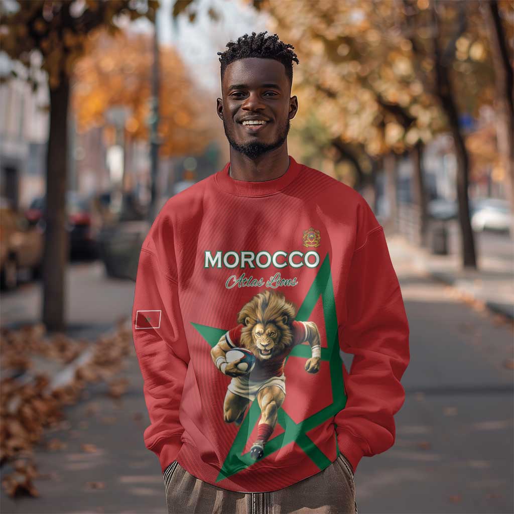 Morocco Rugby Custom Sweatshirt Come On Atlas Lions