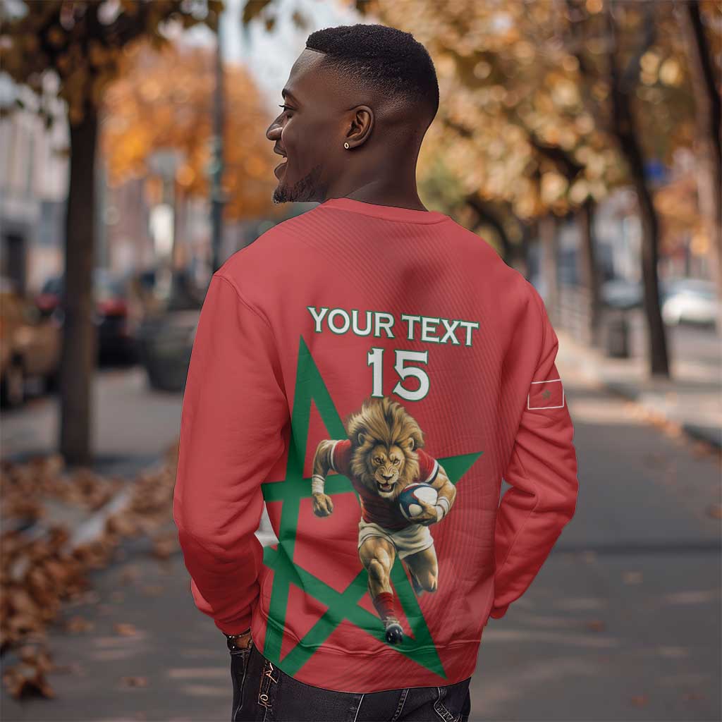 Morocco Rugby Custom Sweatshirt Come On Atlas Lions
