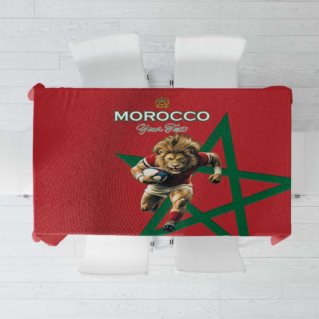 Morocco Rugby Custom Tablecloth Come On Atlas Lions