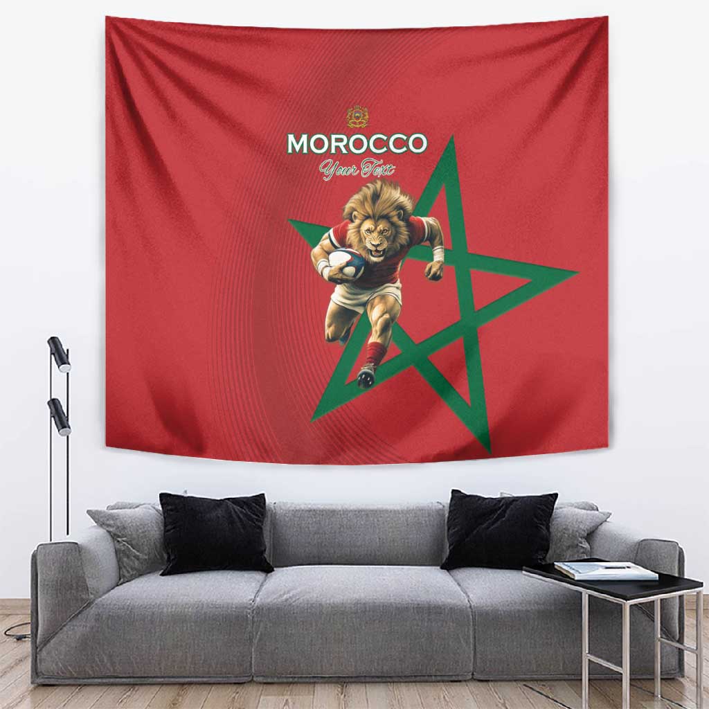 Morocco Rugby Custom Tapestry Come On Atlas Lions