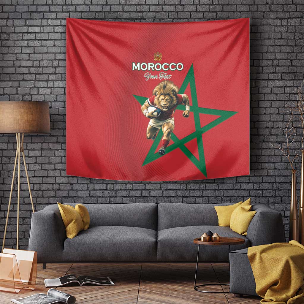 Morocco Rugby Custom Tapestry Come On Atlas Lions