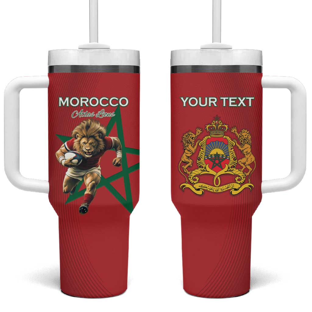 Morocco Rugby Custom Tumbler With Handle Come On Atlas Lions