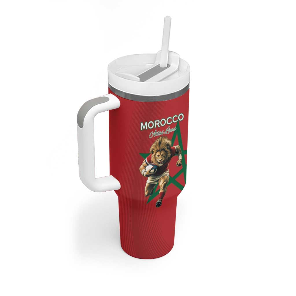 Morocco Rugby Custom Tumbler With Handle Come On Atlas Lions