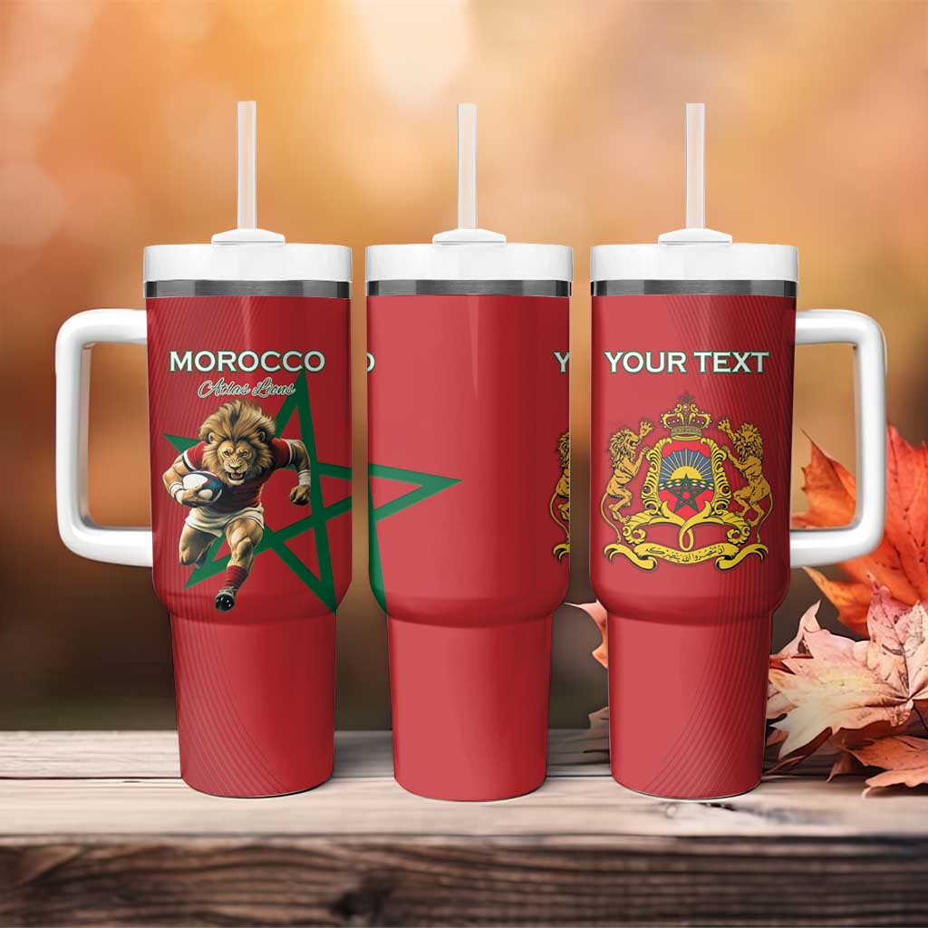 Morocco Rugby Custom Tumbler With Handle Come On Atlas Lions