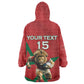 Morocco Rugby Custom Wearable Blanket Hoodie Come On Atlas Lions