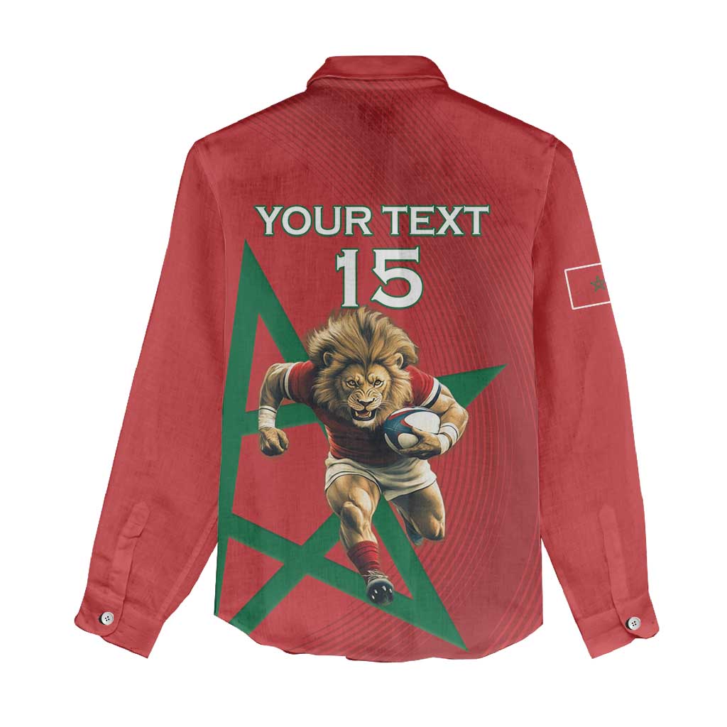 Morocco Rugby Custom Women Casual Shirt Come On Atlas Lions