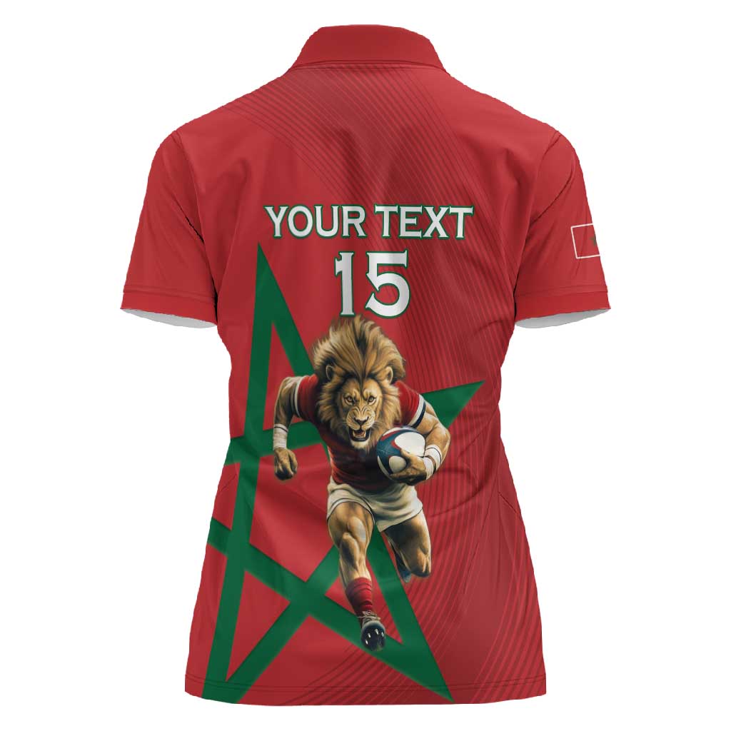 Morocco Rugby Custom Women Polo Shirt Come On Atlas Lions