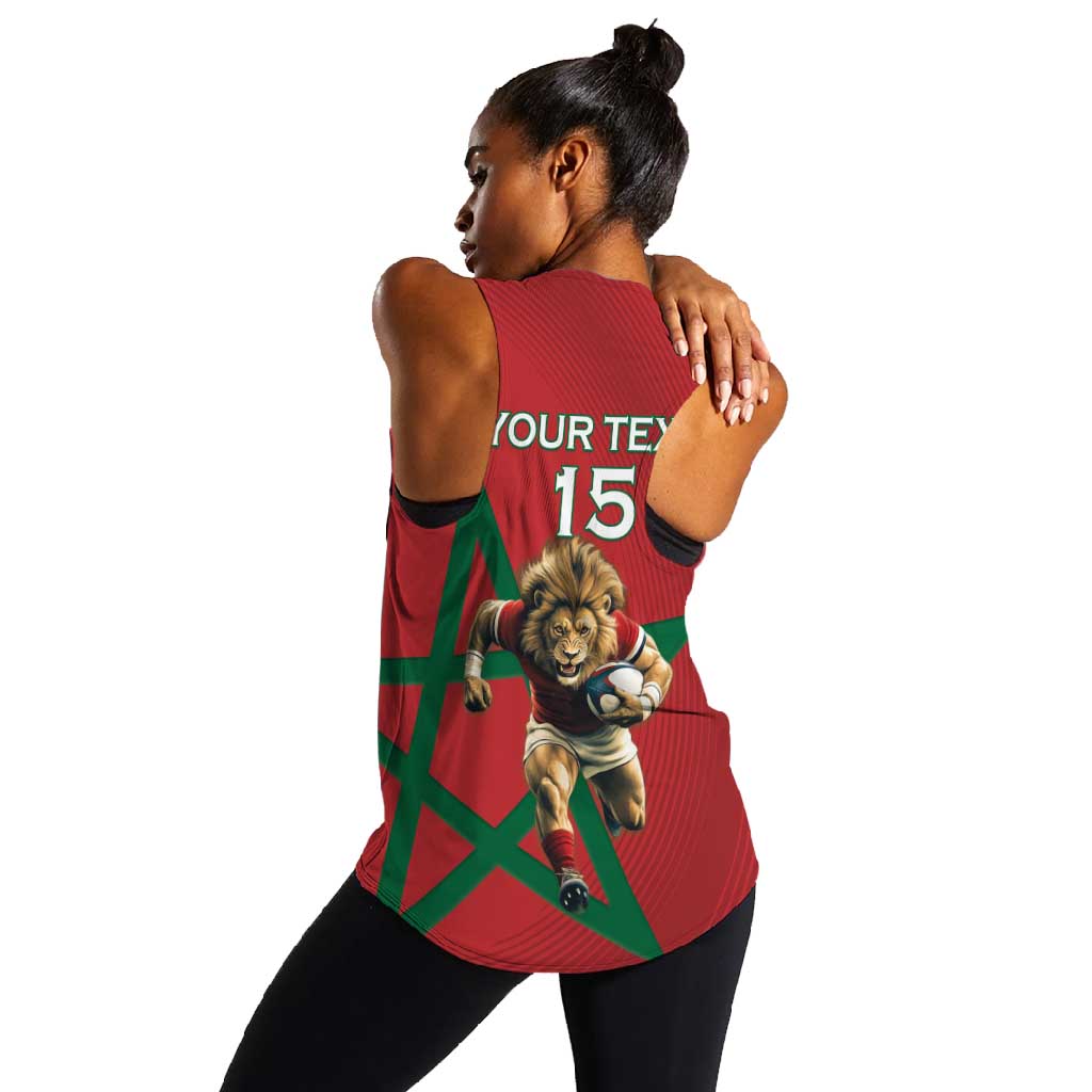 Morocco Rugby Custom Women Racerback Tank Come On Atlas Lions