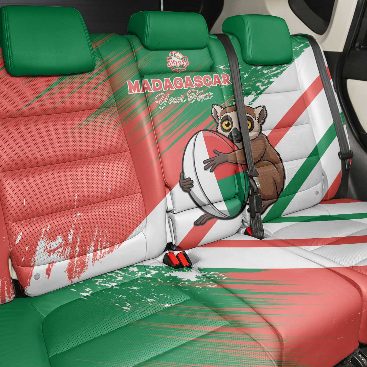 Madagascar Rugby Custom Back Car Seat Cover Allez Les Makis - African Pride