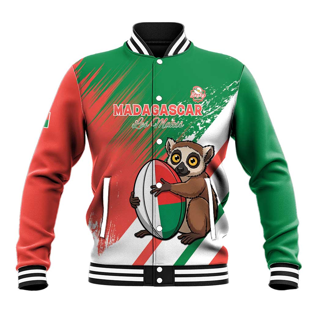Madagascar Rugby Custom Baseball Jacket Allez Les Makis - African Pride