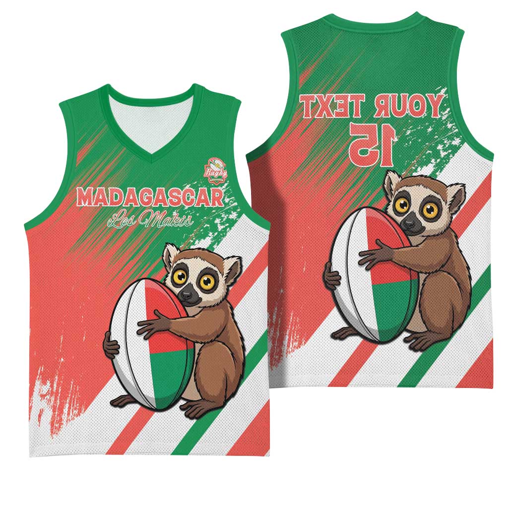 Madagascar Rugby Custom Basketball Jersey Allez Les Makis - African Pride