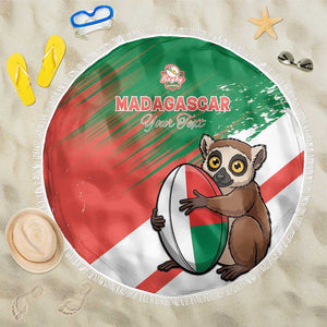 Madagascar Rugby Custom Beach Blanket Allez Les Makis - African Pride