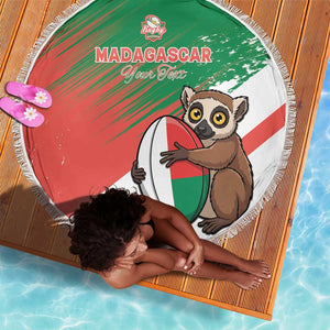 Madagascar Rugby Custom Beach Blanket Allez Les Makis - African Pride